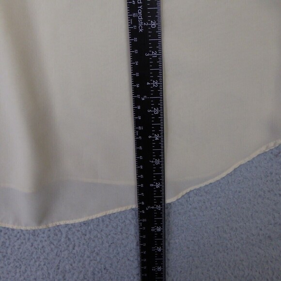 VOLCOM Blouse Women's Large Ivory Lace Long Sleeve Button Down Shirt Sheer - Picture 9 of 11